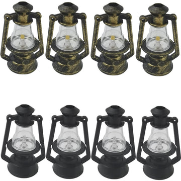 Nsbell 8Pcs Dollhouse Miniature Lantern Dummy Kerosene Lamp Light Dollhouse Miniature Supplies Resin Craft For Room Plants Pot Garden Dollhouse