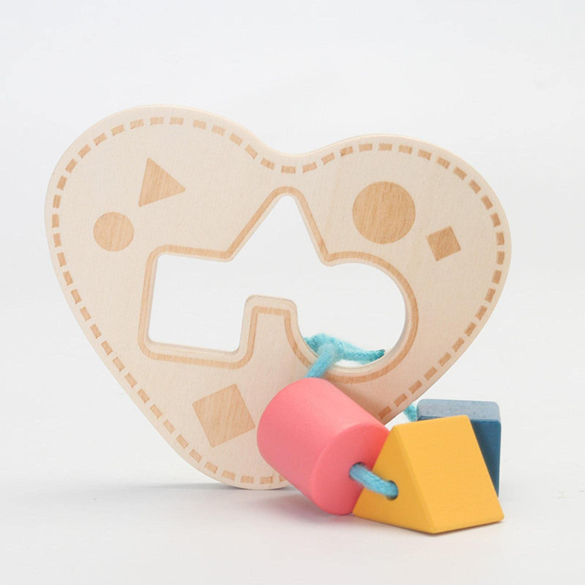 Calandis Montessori Wood Shape Sorting Building Blocks For Preschool Educational Toy Heart | Developmental Baby Toys | Toys For 