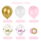 Lovestown 60Pcs Pink Balloons, 12 Inches White Gold Confetti Latex Balloons With Ribbon Thicken For Girls Engagement Birthday Wedding Baby Shower Anniversary Decorations