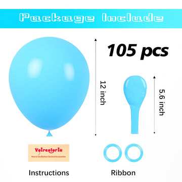 Voircoloria 105Pcs Blue Balloons 12Inch Party Latex Balloons For Boys Girls Birthday Baby Shower Gender Reveal Wedding Sunflower