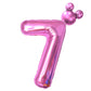 40 Inch Hot Pink Number 7 Balloon & Mini Mouse Head Balloon, 7Th Birthday Party Decoration Balloons, Cartoon Mouse Birthday Part