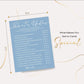 Wybgno Bridal Shower Games Cards, Guess Over Or Under, 25 Guest Cards, Minimalist Blue Wedding Party Supplies