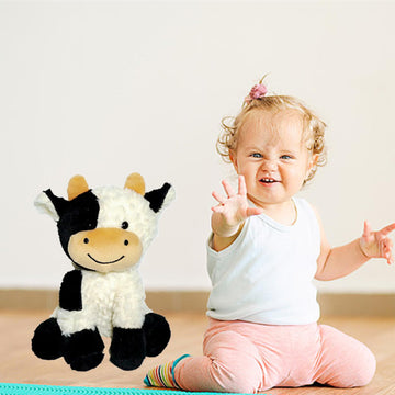 Fayuaku 9'' Cow Stuffed Animals Plush Cow Doll Kids Boys Girls Animal (9'' Black Cow)