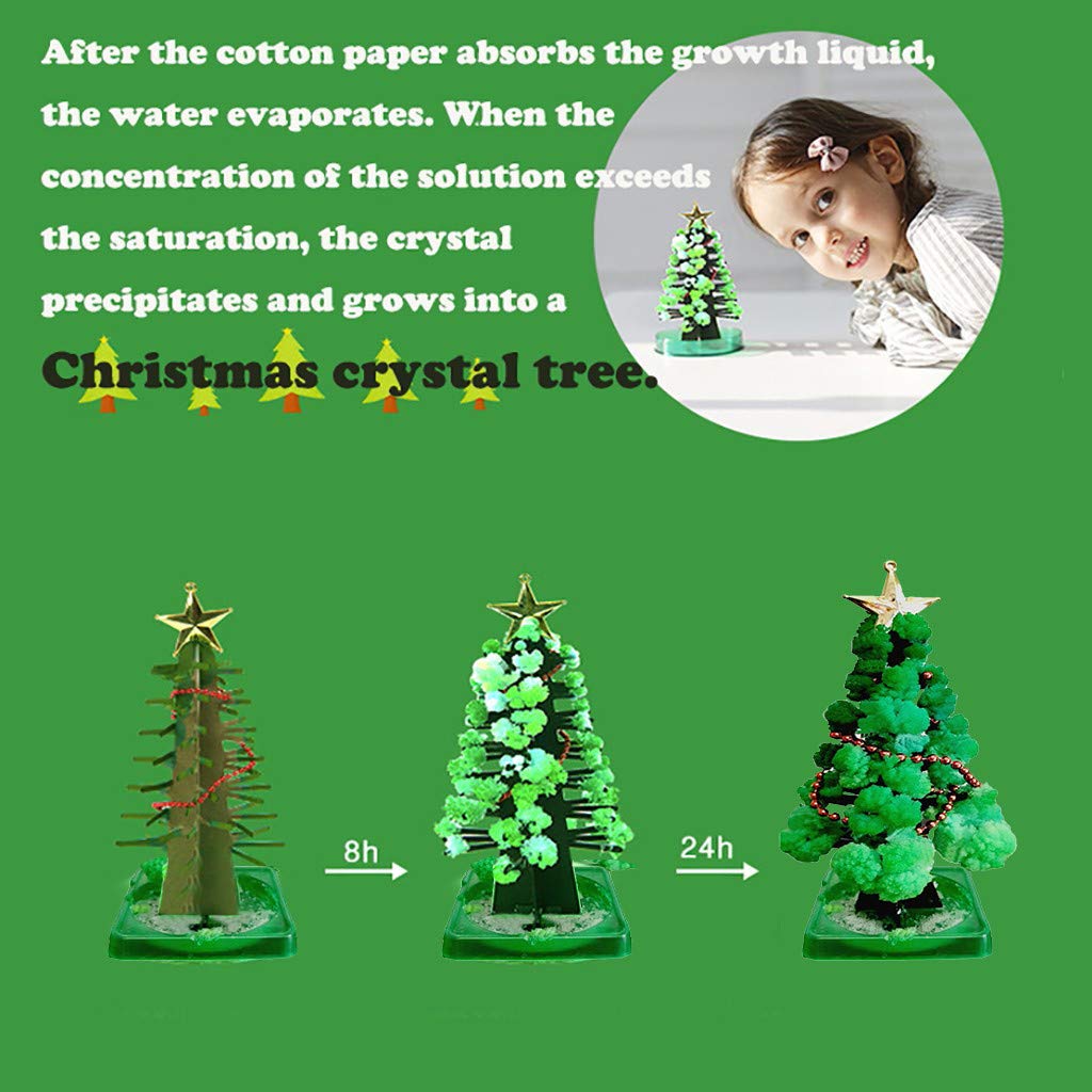 Geduochn Mini Christmas Tree Magic Growing, Paper Tree Diy Crystal Growing Kit/Ornaments Decoration Toy Novelty Xmas Gift Boys Girls Science Kits & Toys Learning Guide (2Pcs)