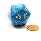 Jumbo d20 Counter - Opaque 34mm Dice: Light Blue with White