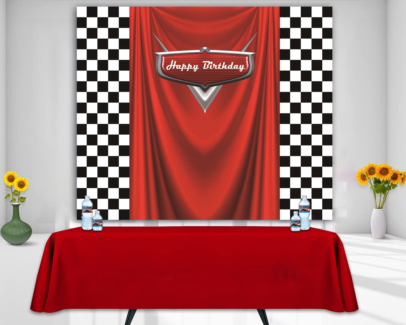 Car Backdrop for boy Party Racing Competition Photography Background 6x5FT Car Racing Flag Superman Cloak Theme Decoration Suppl