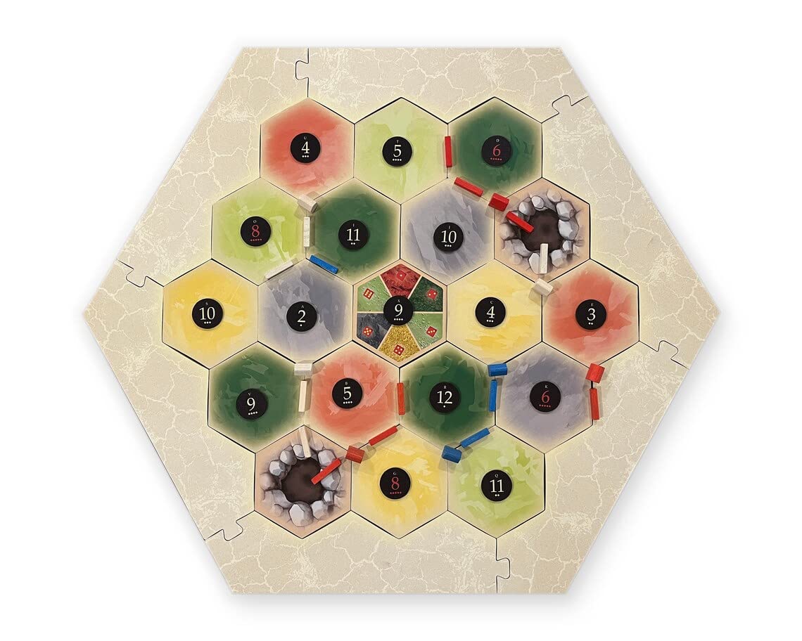 Tabletop Monthly Amalgam Multi-Resource Replacement Hex Scenario compatible with Catan's Settlers of Catan, Seafarers, Cities an