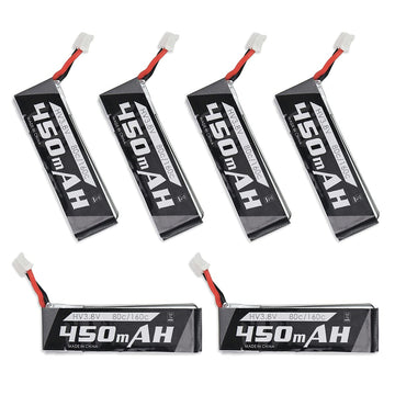 SoloGood 6PCS EMAX 450mAh 1S LiPo Battery 3.8V HV 80C Tinyhawk Whoop HV Batteries PH2.0 for 1S Micro FPV Racing Drone EMAX Quadc