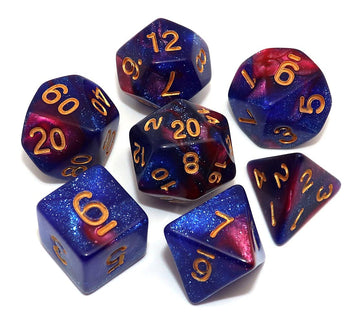 CREEBUY Blue Mix Red DND Glitter Dice Set for Dungeon and Dragons Warhammer D&D RPG Role Playing Games Board Game Polyhedral Dic