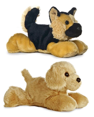 Aurora Plush Mini Flopsies 8' Dog Bundle, Golden & Shep, Brown