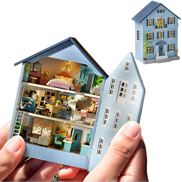 DIY Miniature Wooden Dollhouse Furniture Kit Mini Handmade Doll House with LED 1:24 Scale Creative Woodcrafts Toys for mature-themed Friend Lover Birthday Gift (MoLan House)