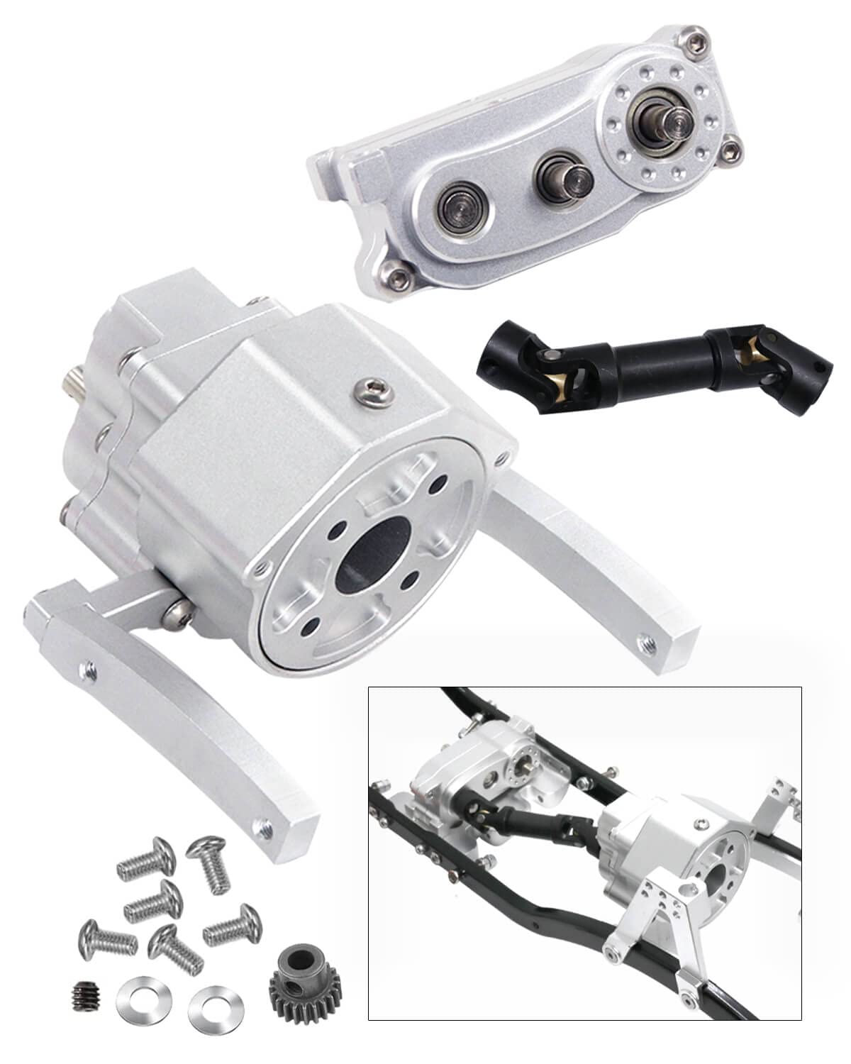 RCMYou Upgrades Part for 1/10 Axial SCX10 & SCX10 II 90046 313mm 12.3 Inch Wheelbase Chassis Frame,Metal Prefixal Gearbox & Driv
