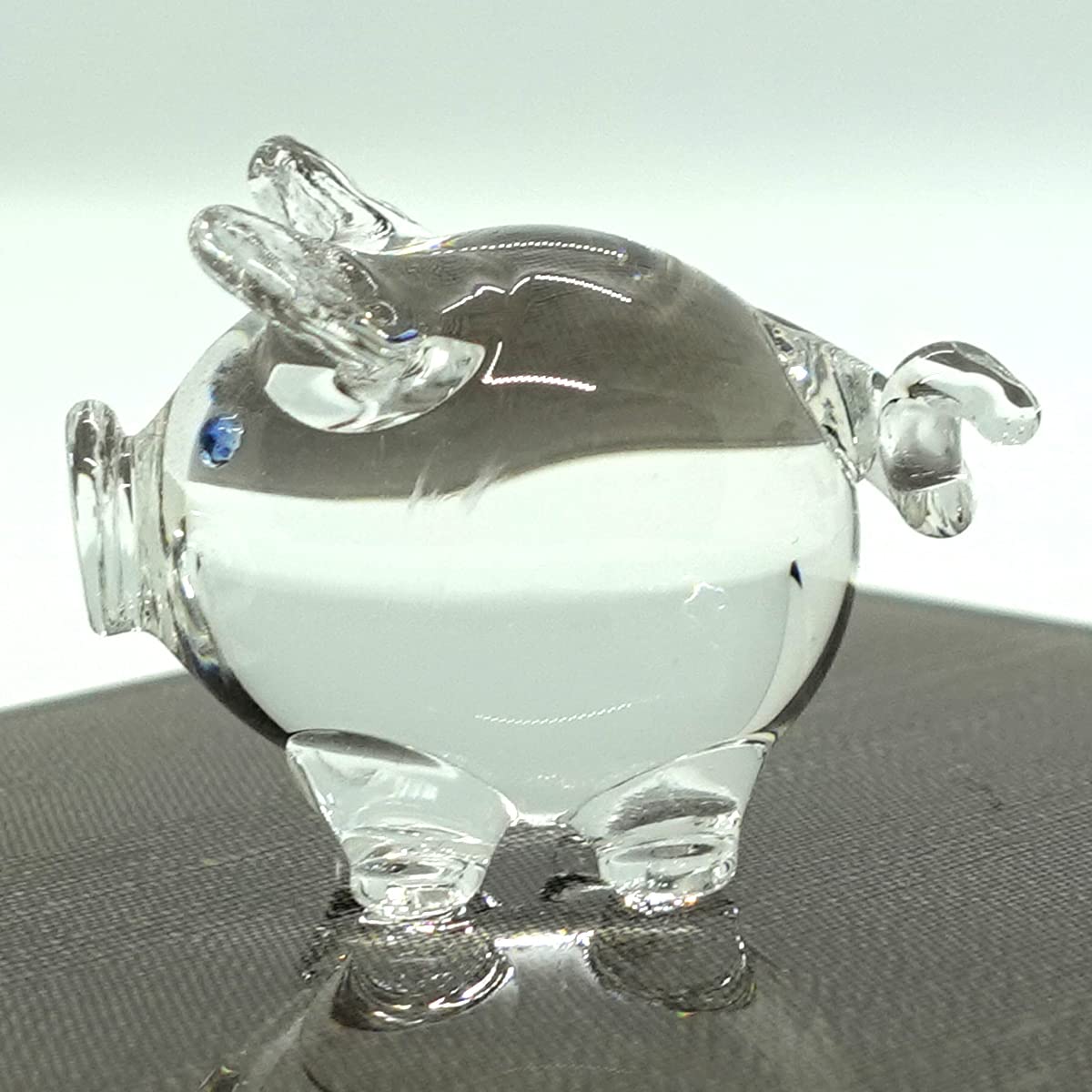 Sansukjai Pig Tiny Miniature Figurines Animals Hand Blown Glass Art Collectible Gift Decorate, V1 (Clear)