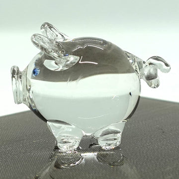 Sansukjai Pig Tiny Miniature Figurines Animals Hand Blown Glass Art Collectible Gift Decorate, V1 (Clear)