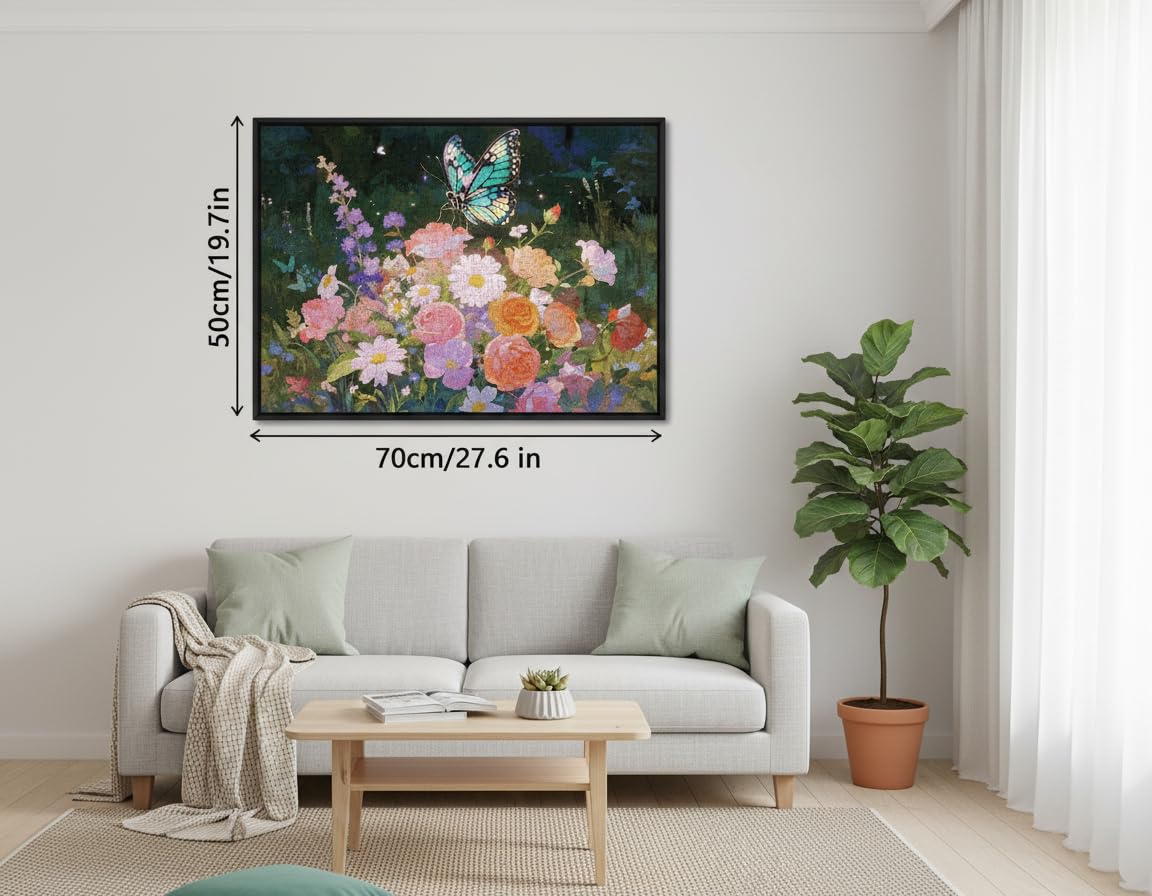 Tomzio 1000 Pieces Jigsaw Puzzles for mature-themeds  Floral & Bird Series - Exquisite Nature Art & Seamless Fit  Calming Brain Teaser  Large 28 x 20  Great Gift for Garden Lovers(Moonlit Bloom)