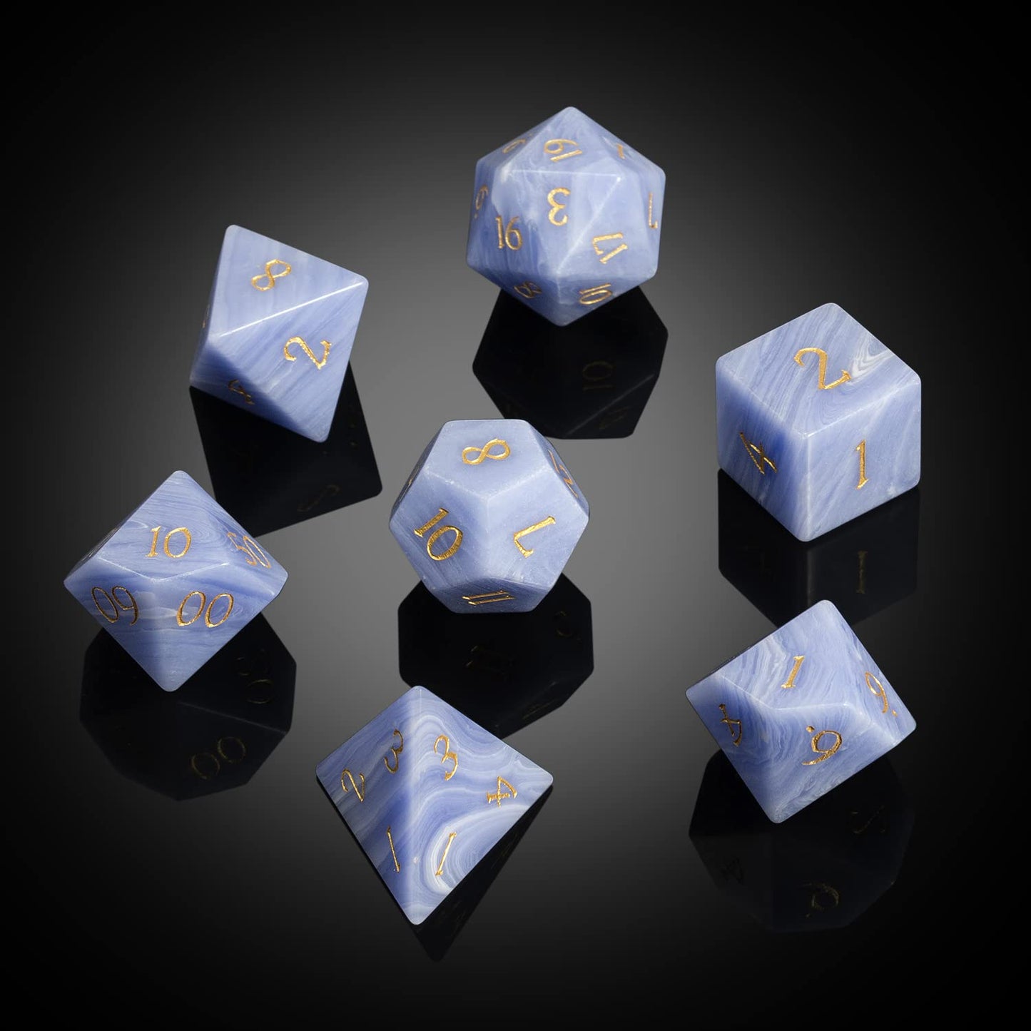 Stone Dice Set D&D, DNDND 7 PCS DND Dice with Gorgeous Gift Case for Dungeons and Dragon Tabletop Game (Purple Agate)
