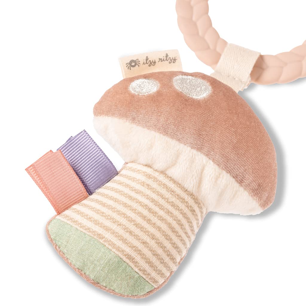 Itzy Ritzy Teething Activity Toy - Bitzy Busy Ring, Cotton Bunny Teether with Ribbons, Crinkle Sound & Jingle Bell, Model RNG8497