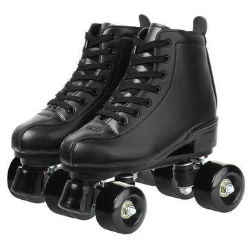 XUDREZ Classic Roller Skates High-Top Double-Row Leather Roller Skates for Women and Men (Black Black Wheel,9)