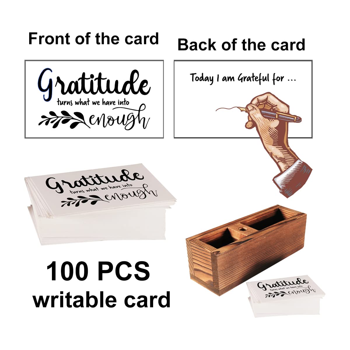 Agantree Art Gratitude Jar Gifts -Practice Gratitude Cards Kit Gifts For Kids Families Friends, Going Away Gifts-100 Cards Inclu