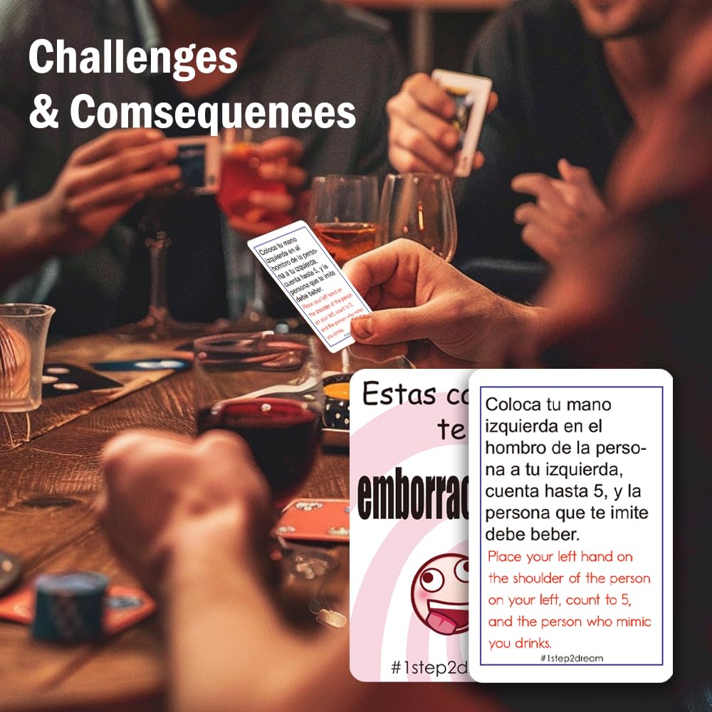 Magictodoor Bilingual Spanish-English Drinking Card Game | Fun Alcohol Party Game for Adults | Small Size | Paper Material