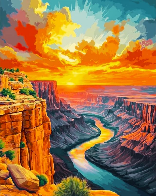 Tulip N Turtle Grand Canyon Diy Acrylic Paint By Number Kit For Adults Beginner Canvas Painting By Number Acrylic Painting. Wall