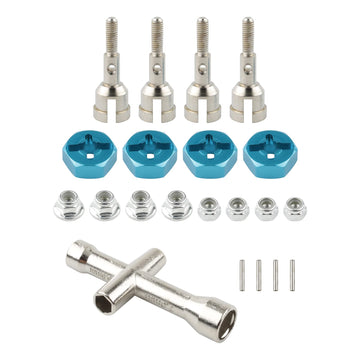 Rchobbytop 7mm to 12mm Wheel Drive Hex Convert Adapters & Axle Shaft & Lock Nuts & Wrench for 1/18 WLtoys A949 A959 A969 A979 K9