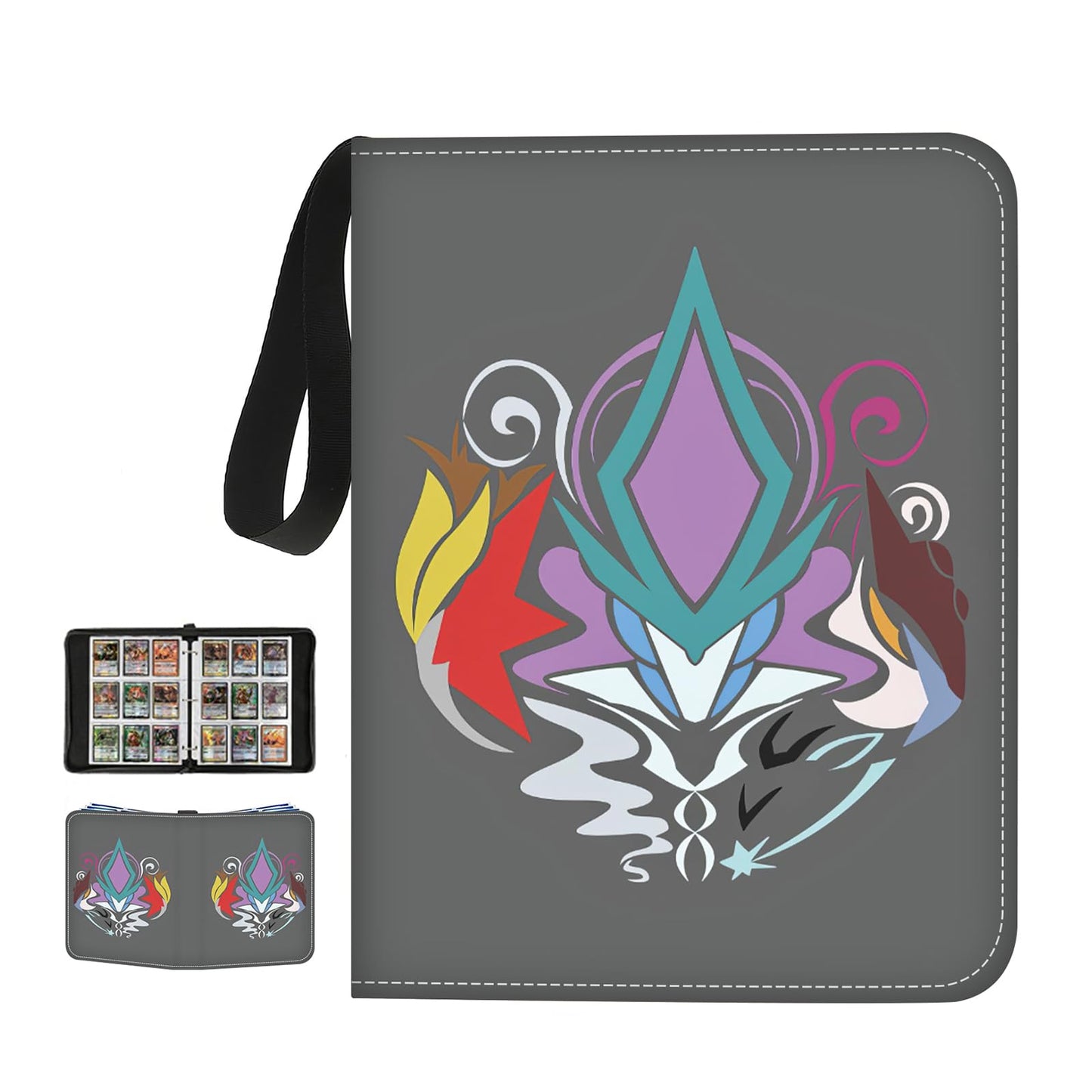 FLAJZ 9 Pocket Trading Card Binder with Zipper - Comes with 50 Pages of 9-Slot Card Sleeves  Holds 900 Cards  Fits Standard Size Trading Cards  Compatible with TCG  MTG  Sports Cards...