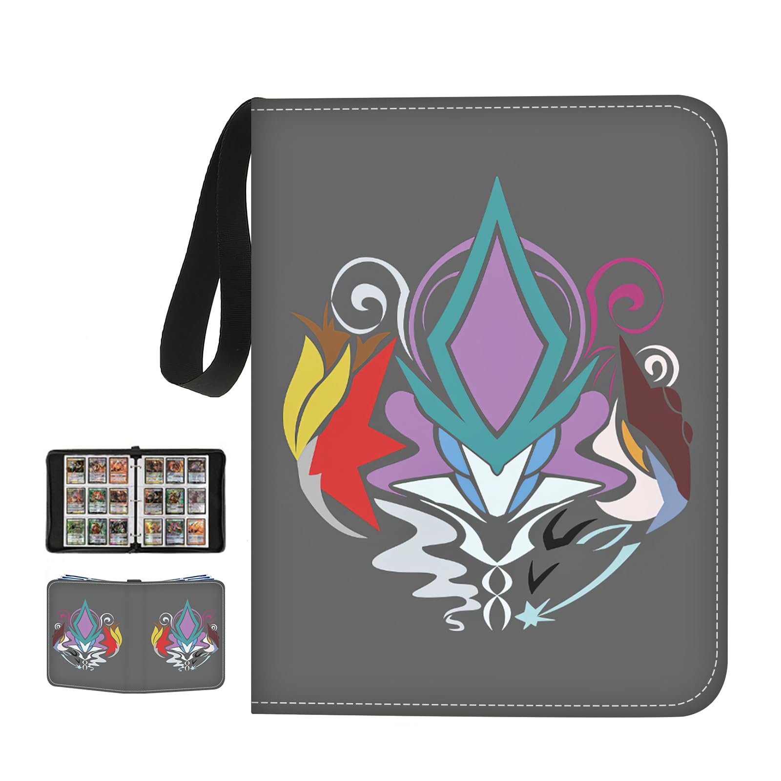 FLAJZ 9 Pocket Trading Card Binder with Zipper - Comes with 50 Pages of 9-Slot Card Sleeves  Holds 900 Cards  Fits Standard Size Trading Cards  Compatible with TCG  MTG  Sports Cards...