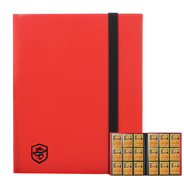 Fweel 9-Pocket Trading Card Binder  360 Side-Loading Pockets  Fixed Pages Card Album for Standard Size Cards - Red | Holder for Trading Cards  Business Cards  Sports Cards  Coupons