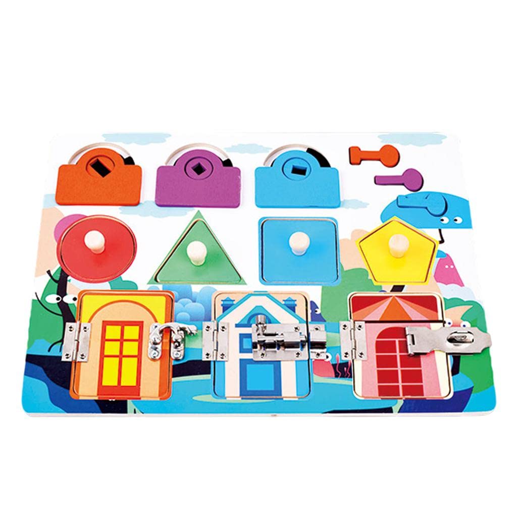 Ilsmysutra Busy Board For Toddlers Wood Unlock Toys Fine Motor Skills Travel Toy Gifts|Toys For Baby|Developmental Baby Toys