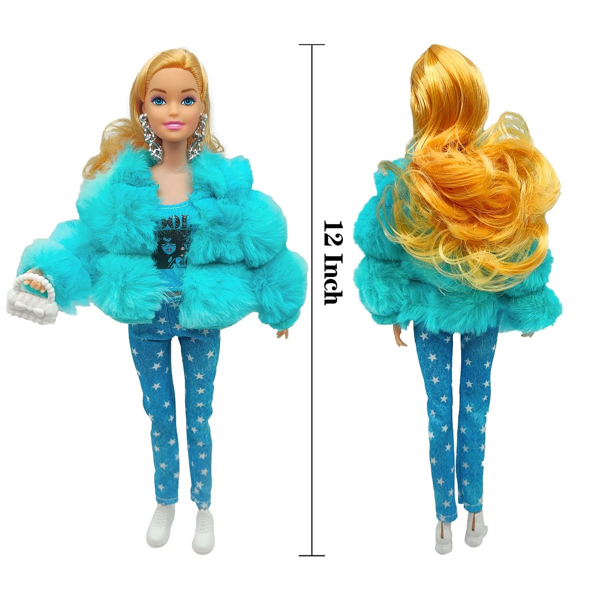 Flfuatt Stylish Fashions Girls Doll Toys, The Ultimate Fashionista Doll For Trendy Kids, 11.5 Inch Fashion Doll (Blue)
