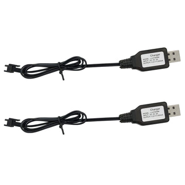 Sm2P Charger For 7.2V Ni-Cd Ni-Mh Battery Huina 1550 15 Channel Rc Excavator Rc Cars Toy, Usb Charging Cable Cord 2-Pack