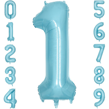 Paticool 40 Inch Blue Number Balloon 1, Large Light Blue Number Foil Mylar Balloons For Birthday Party Celebration Decorations S