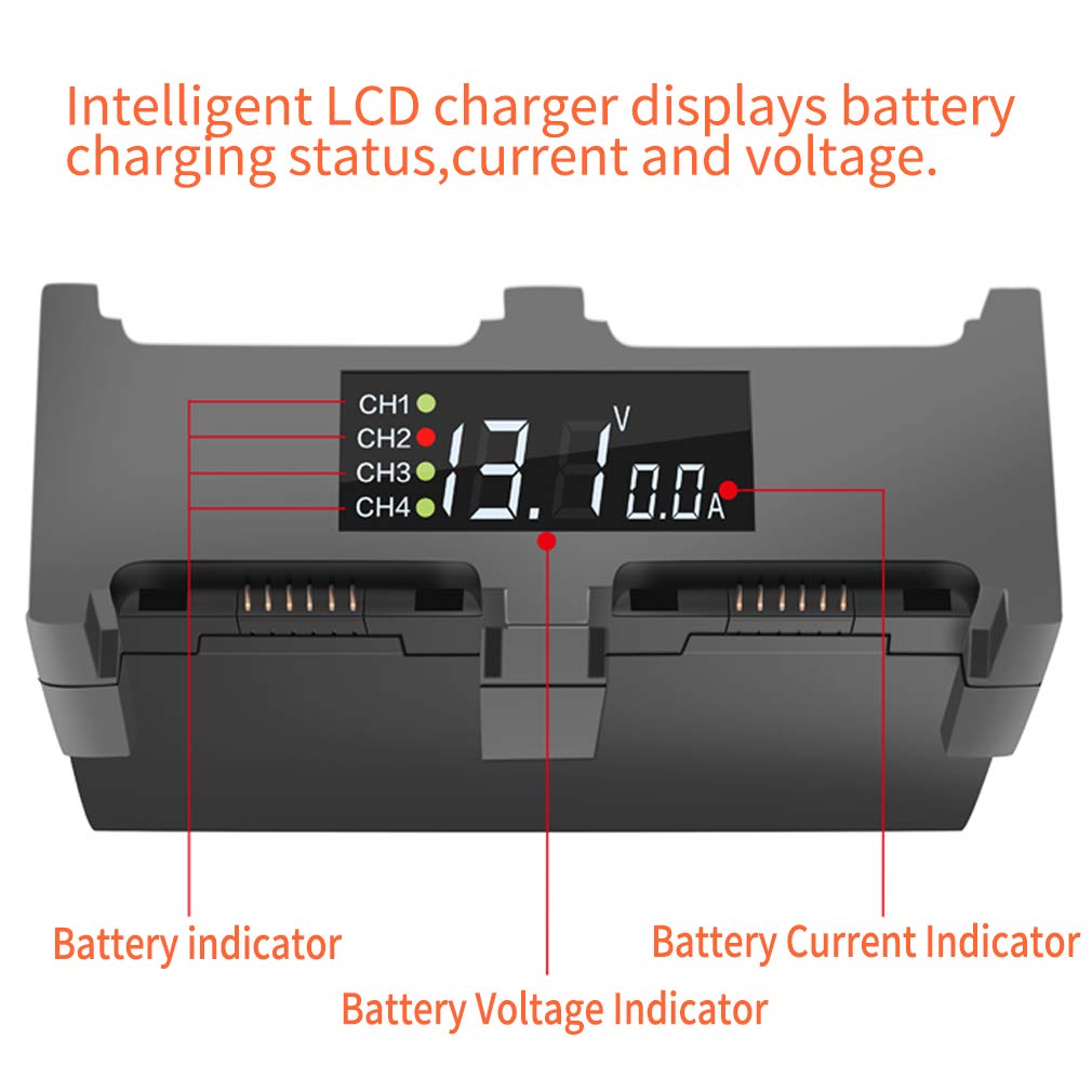 Hanatora Battery Charger with LCD Display for DJI Spark Drone,4 in 1 Rapid Multi Parallel Charging Hub Accessories