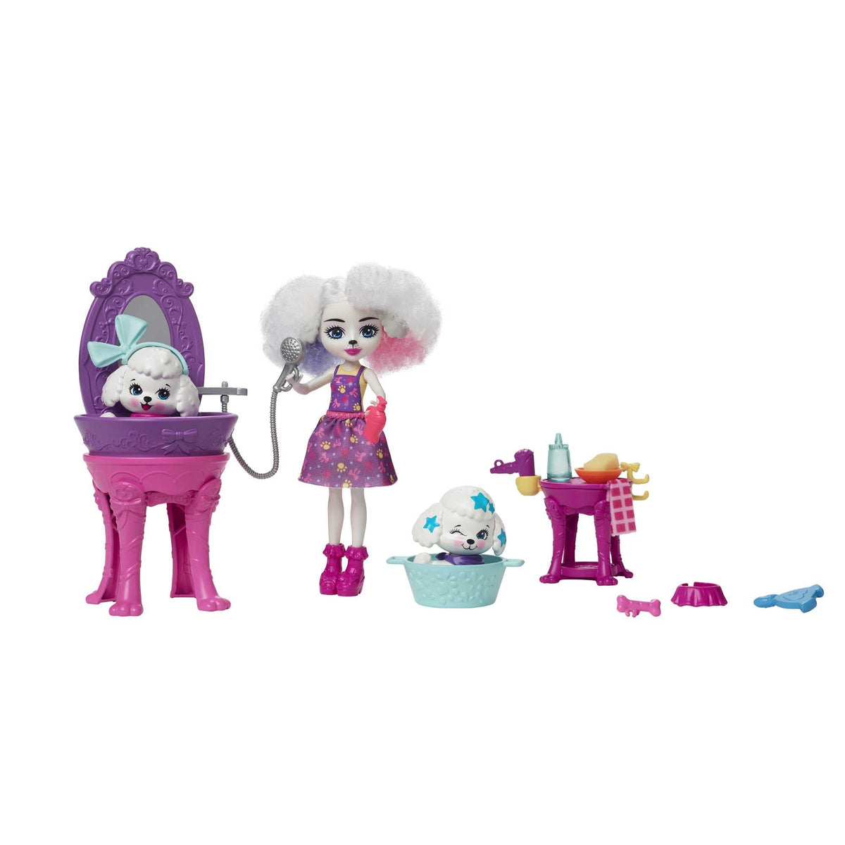 Mattel Enchantimals Poodle Doo Beauty Playset With Small Doll, 15+ Accessories & 2 Dog Figures With Colorchange, City Tailstoy