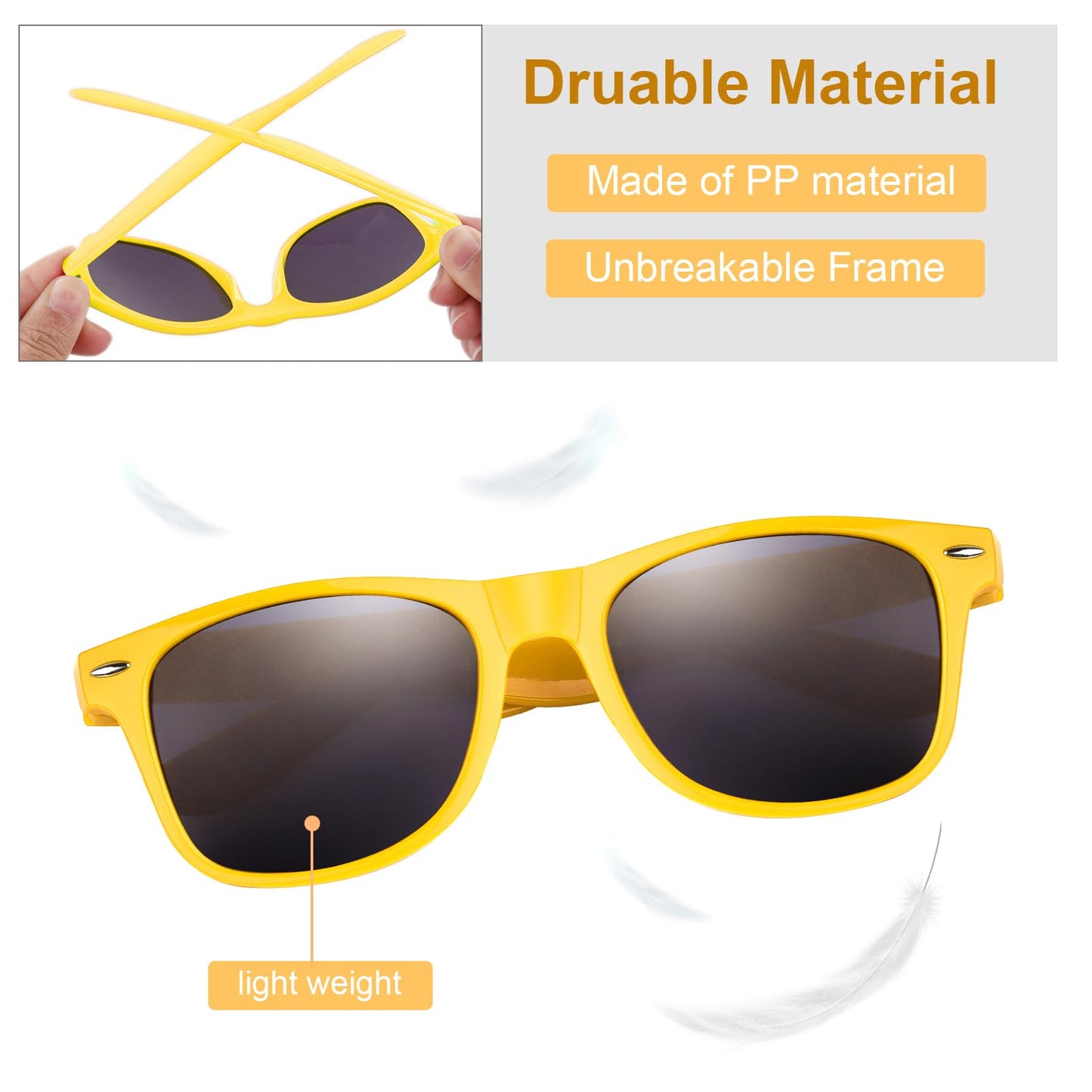 Fepito 30 Pieces Party Sunglasses Bulk For Birthday Party Supplies Treat Bag Fillers For Beach Pool Party Toys, Yellow