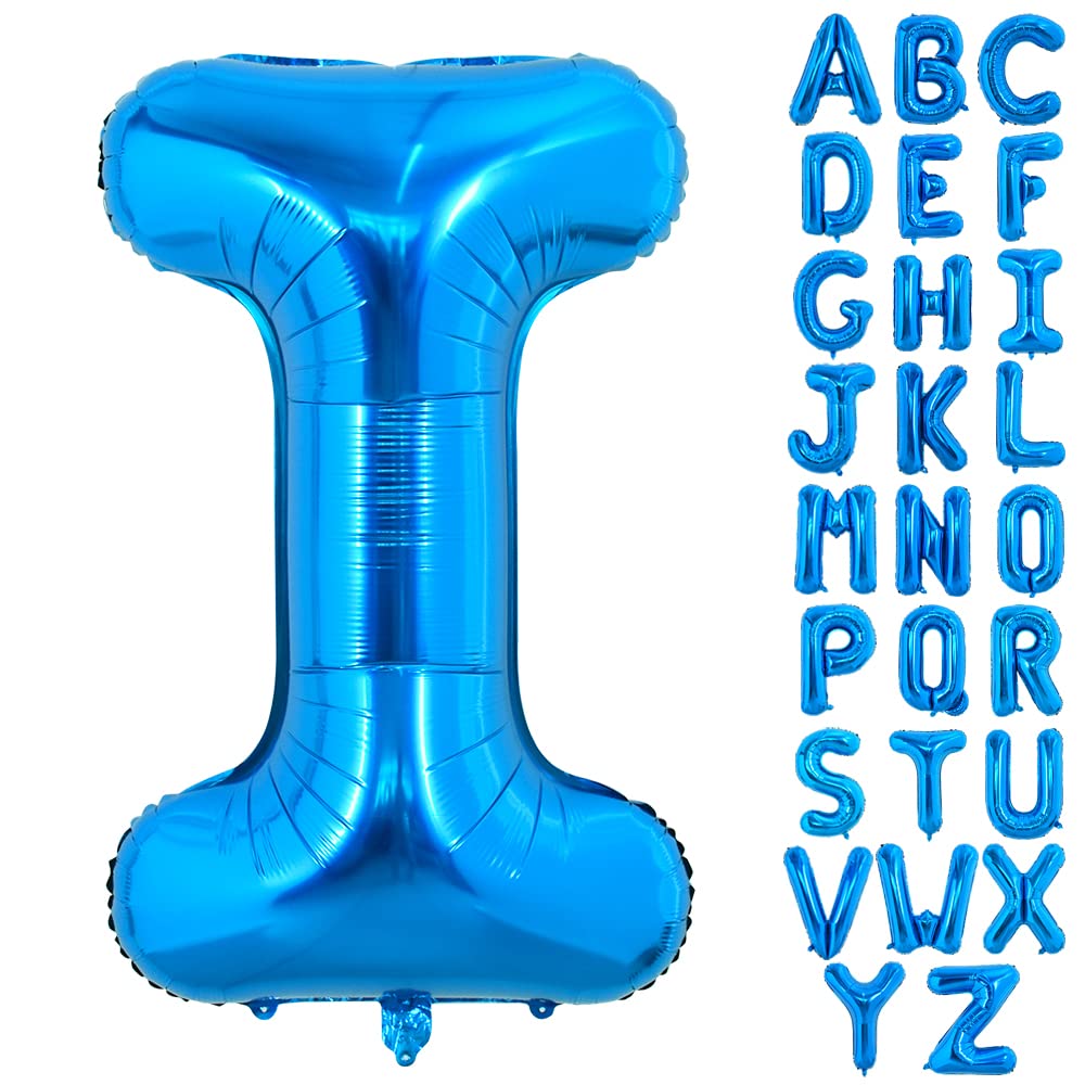 Toniful 40 Inch Large Blue Letter I Balloons Giant Alphabet Letter Balloons,Foil Mylar Big Balloons For Birthday Party Anniversa