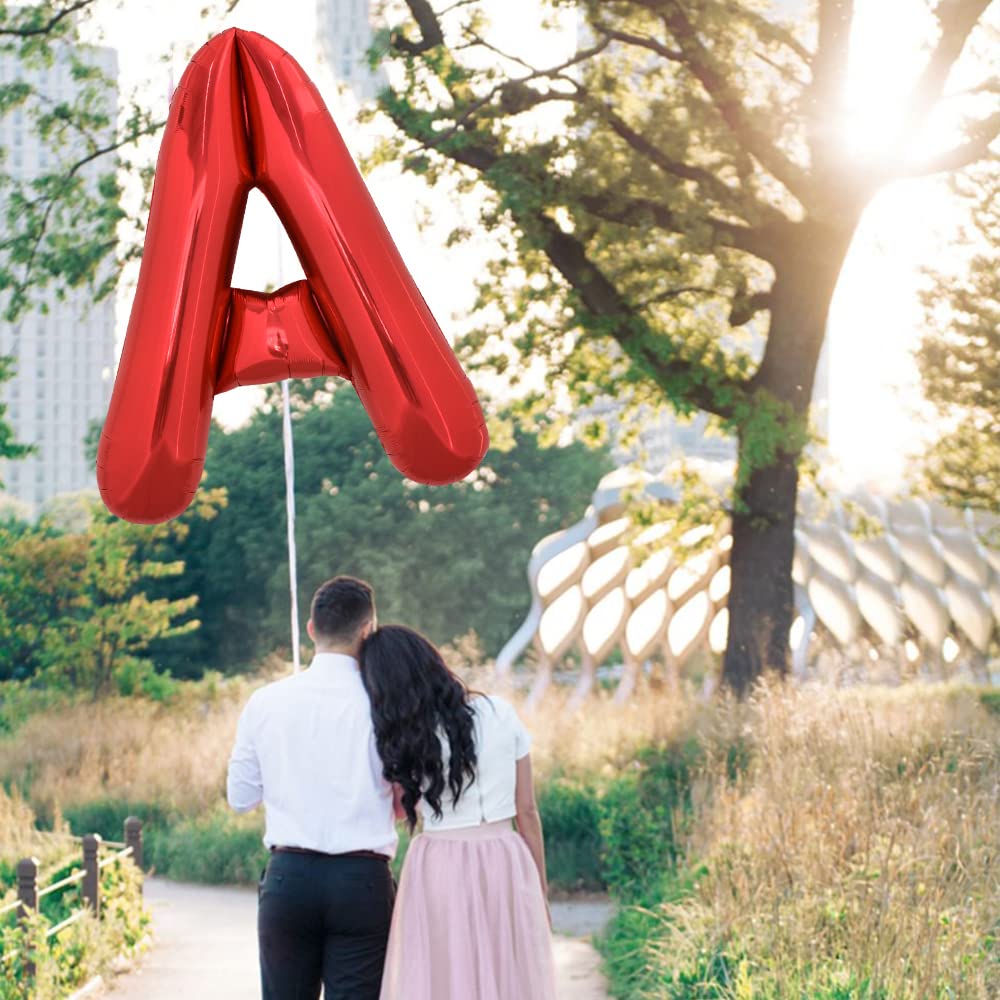 Toniful 40 Inch Large Bright Red Letter Balloons A-Z, Giant Jumbo Helium Foil Mylar Big Letter A Balloons For Birthday Party Ann