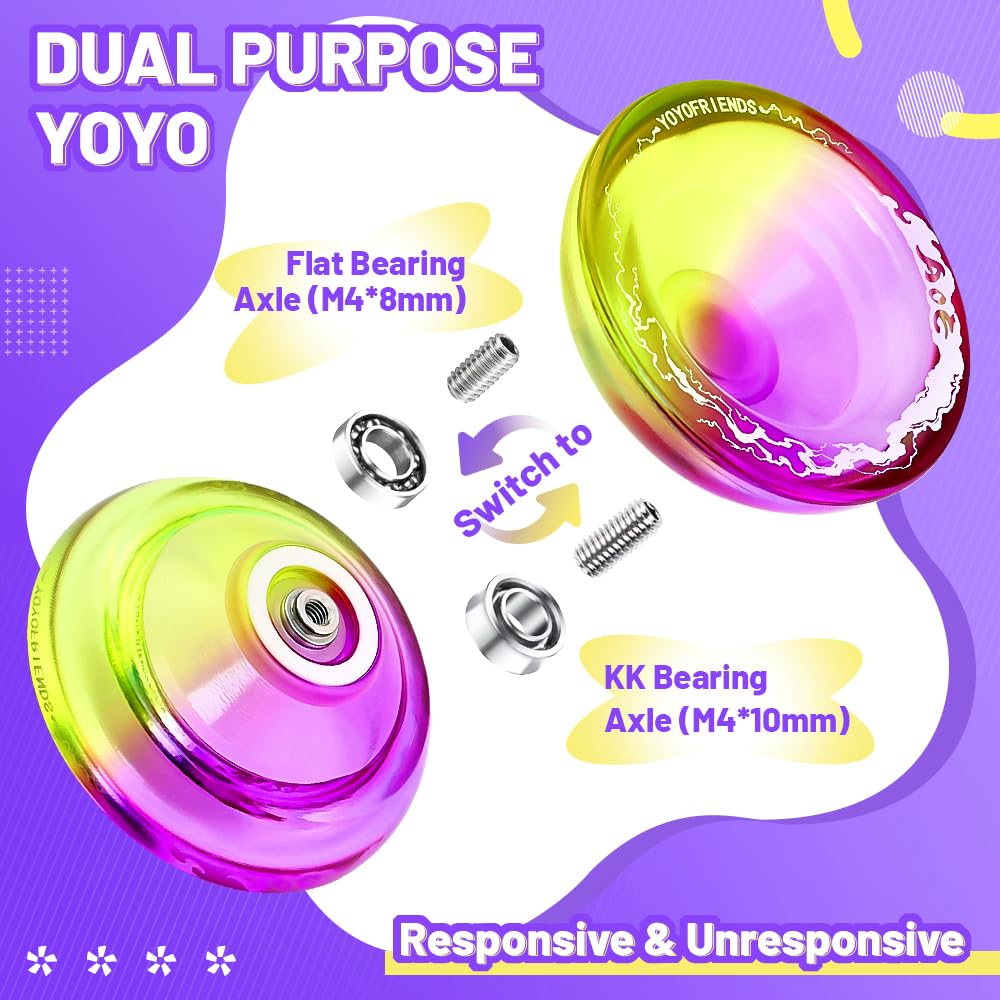 Aoe Dual Function Yoyo For Kids, Professional Responsive & Unresponsive Yoyo With 10 Strings, Case, Bearing Kits