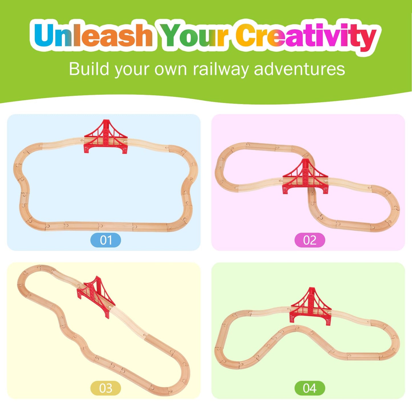 Train Set 40Pcs Wooden Train Set For Toddler Kids, Magnetic Train Toys With Wooden Train Track Fits Melissa And Doug, Fits Brio,