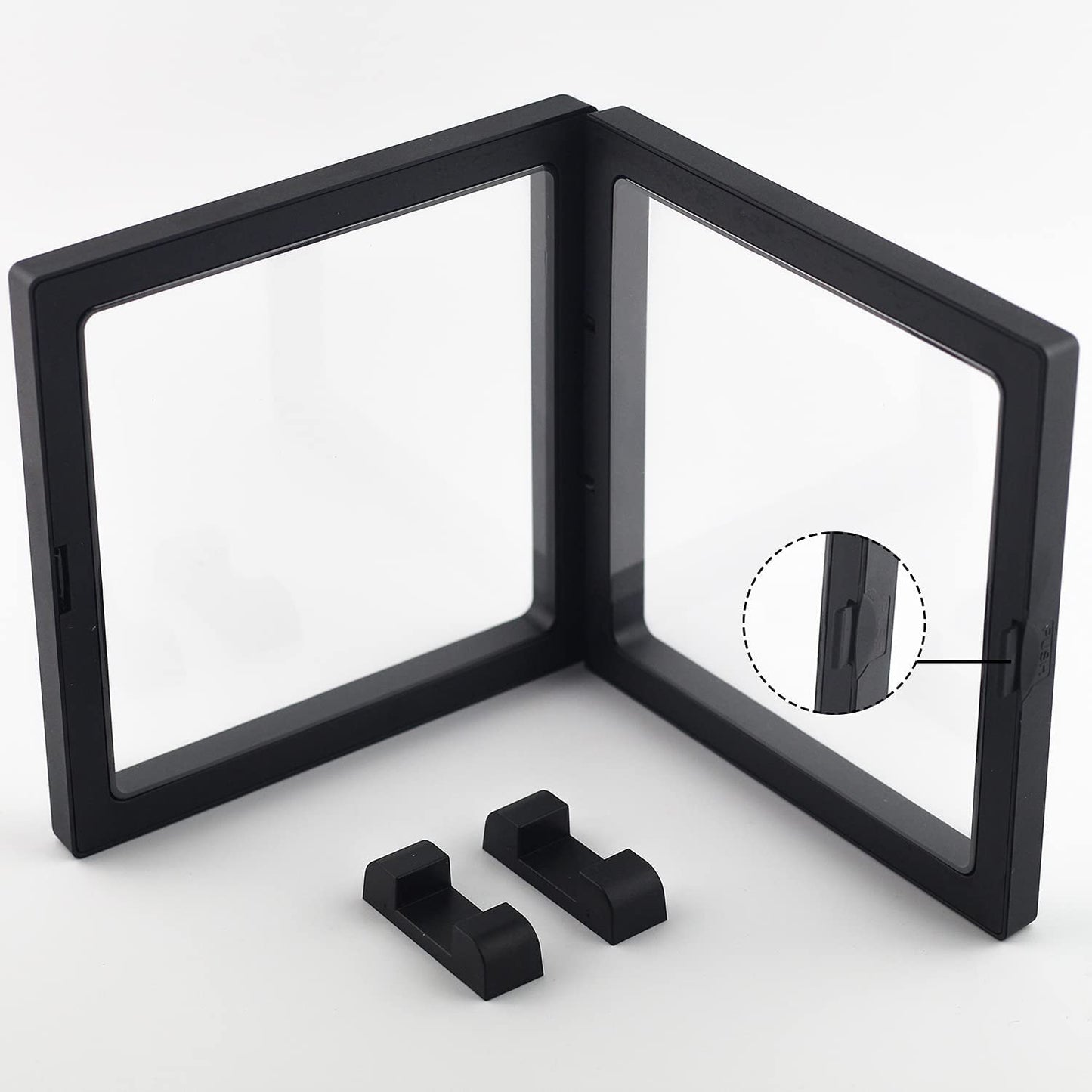 Rechiato 2Pcs Of 3D Floating Display Cases 5.5''  5.5''  0.8'', Coin Display Case Coin Holder Coin Display Frame Stand Holder Fo