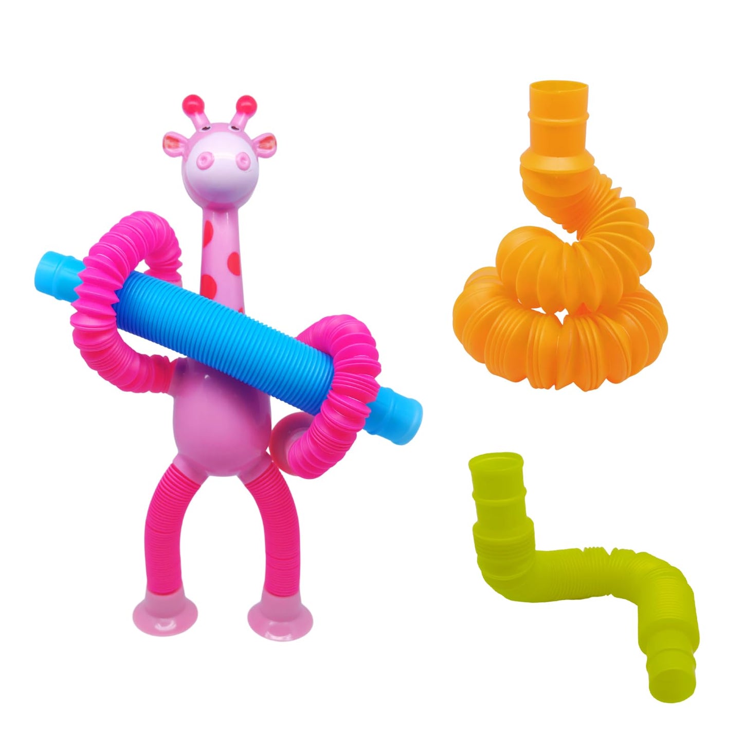 Kryfa Telescopic Suction Cup Giraffe Toy, Sucker Pop Tube Giraffe, Stretchy Giraffe Suction Toy, Animals Pop Tube Sensory Toy For Kids 4-8, 8-12 (18 Pcs)