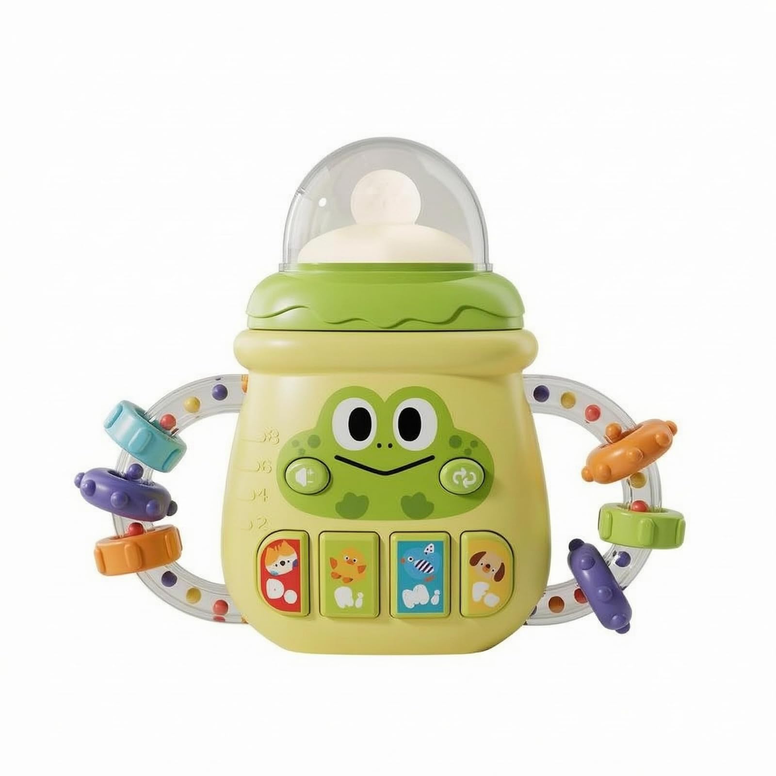 Bnf Clear Dome Top BottleShaped Sensory Toy Movable Bead Rings Sensory Baby Toy Bottle Movement Skills Giant Baby Rattle Emboss