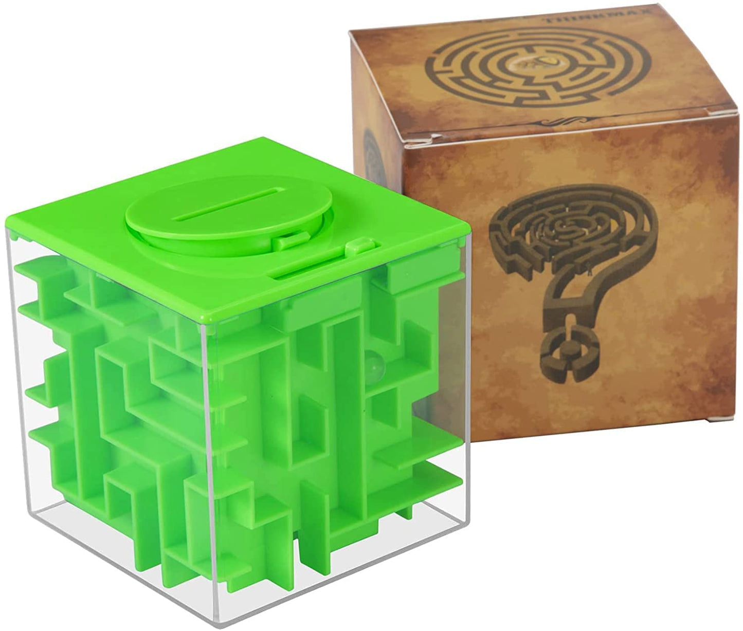 ThinkMax Money Maze Puzzle Box - Green Acrylic Gift for Kids & Adults