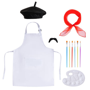Mifengda 11Pcs Kids Artist Costume Halloween Painter Dress Up Boy Girl Kids Artist Costume Accessories Set Include Beret Hat Apr