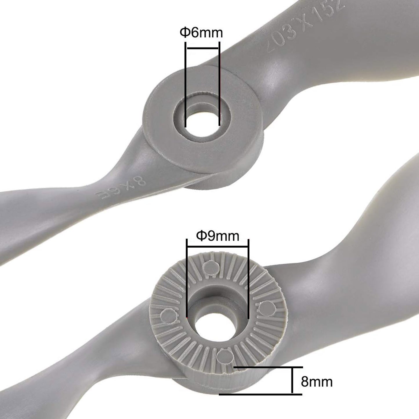 TOP-VIGOR 3pcs CW RC Propellers 8060 8 x 6 Inch 2-Vane RC Vehicle Propellers Replacement for RC Airplane with Adapter Rings Nylo