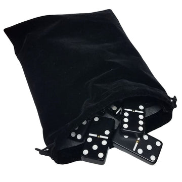 Marion & Co. Domino Double Six 6 Black Tiles Jumbo Tournament Professional Size With Spinners In Black Elegant Velvet Bag