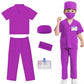 Mizzuco Doctor Costume For Kids,Toddler Nurse Scrubs Halloween Dress Up Cosplay For Boys Girls 3-12 Years (Purple, Xxxl-160Cm/10