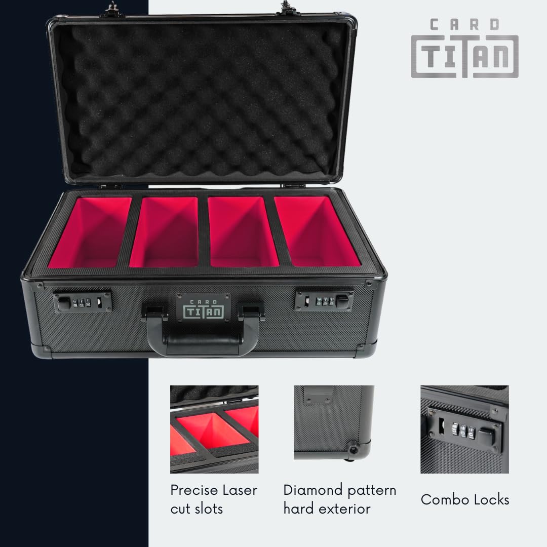 Card Titan Slab Safe enhanced Trading Card Storage Box - 4 Row Lockable Sports Card Case with Laser Cut Foam Interior - Holds up to 144 PSA Graded Card Slabs (4 Rows)