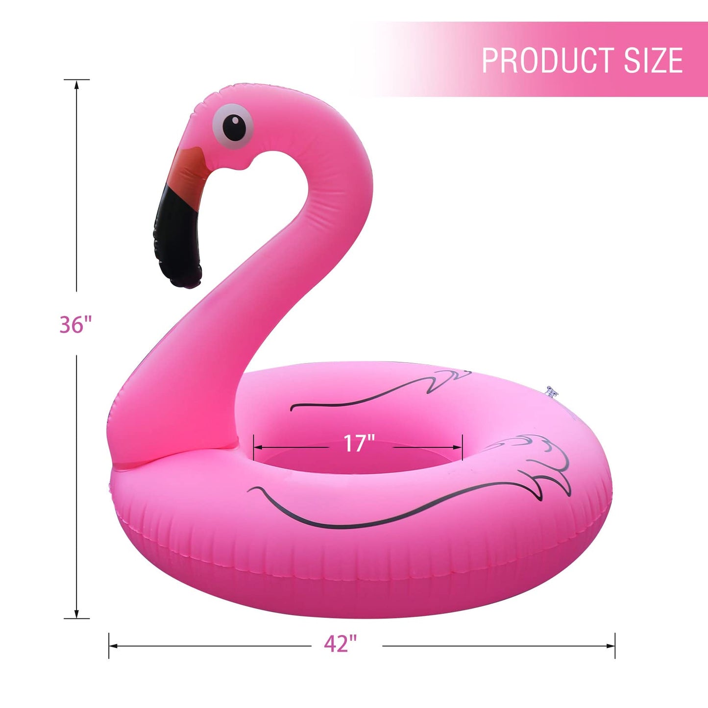 Flyfreeu Flamingo Inflatable Pool Floats With Lights, Solar Powered Flamingo Swim Tube Rings For Adults, 42'' Swimming Ring Lake
